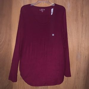 Brand New Ann Taylor Loft Burgundy Tunic Tee